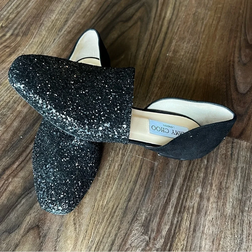 Jimmy Choo Women's Globe Glitter & Leather d'Orsay Flats